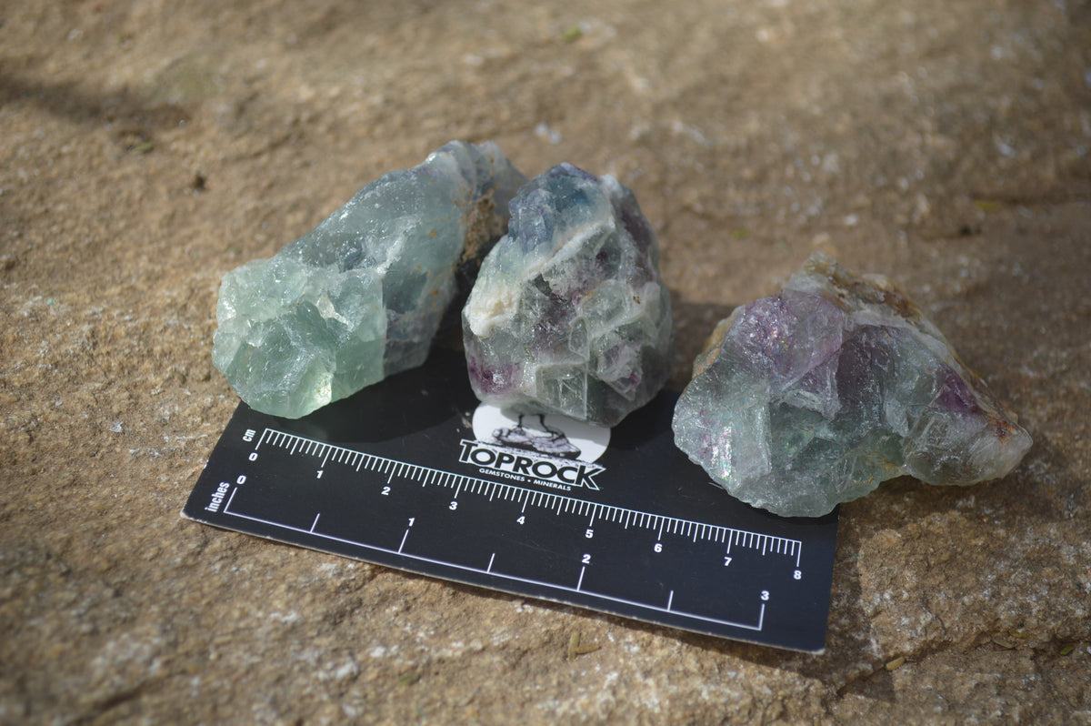Natural Rough Watermelon Fluorite Cobbed Specimens  x 35 From Namibia - Toprock Gemstones and Minerals 