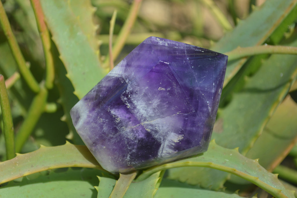 Polished Chevron Amethyst Points x 6 From Zambia - Toprock Gemstones and Minerals 