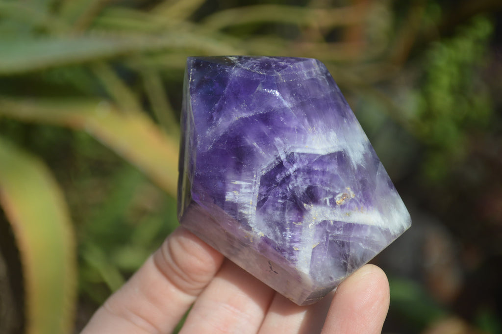 Polished Chevron Amethyst Points x 6 From Zambia - Toprock Gemstones and Minerals 