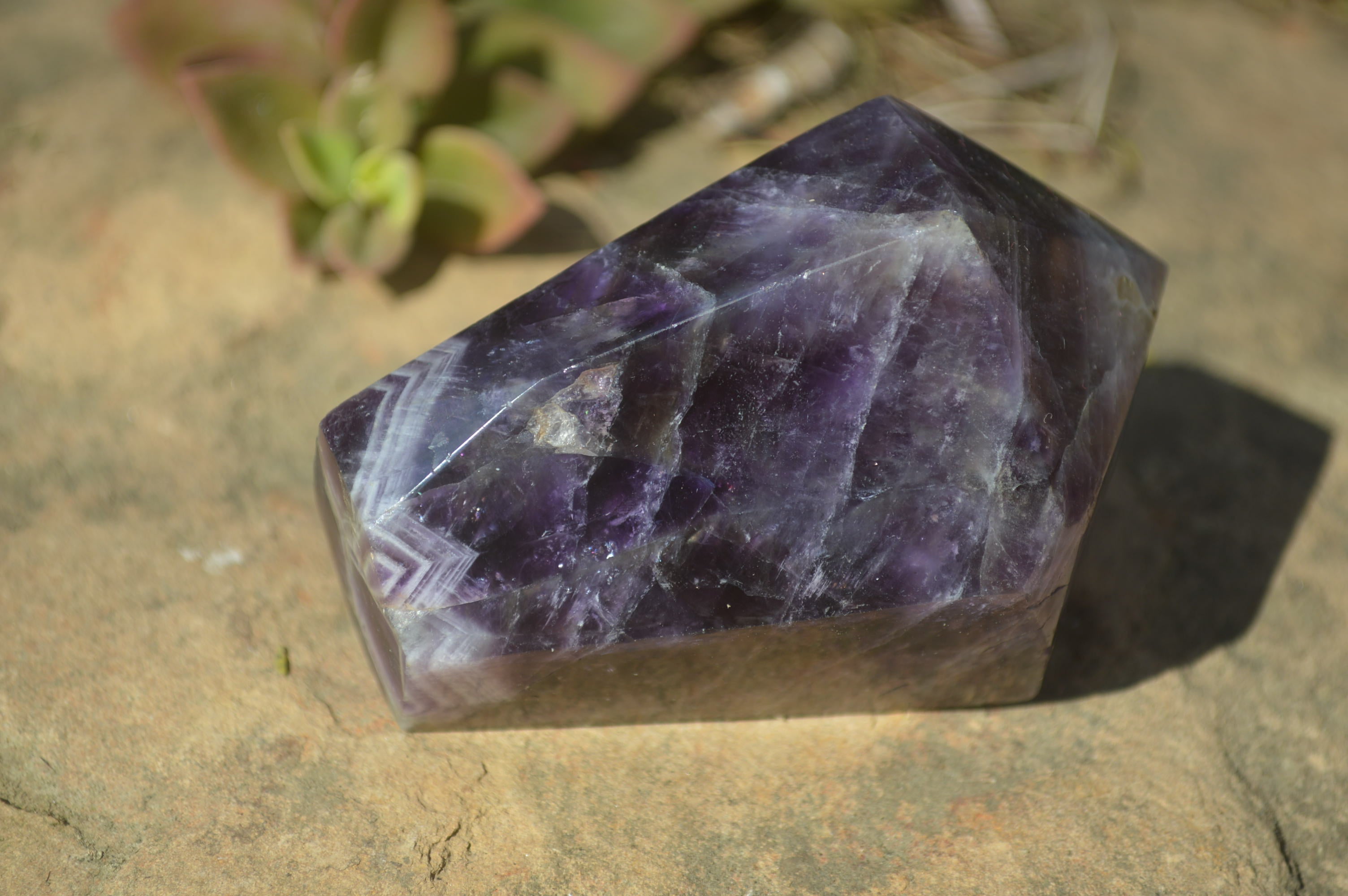 Polished Chevron Amethyst Points x 6 From Zambia - Toprock Gemstones and Minerals 