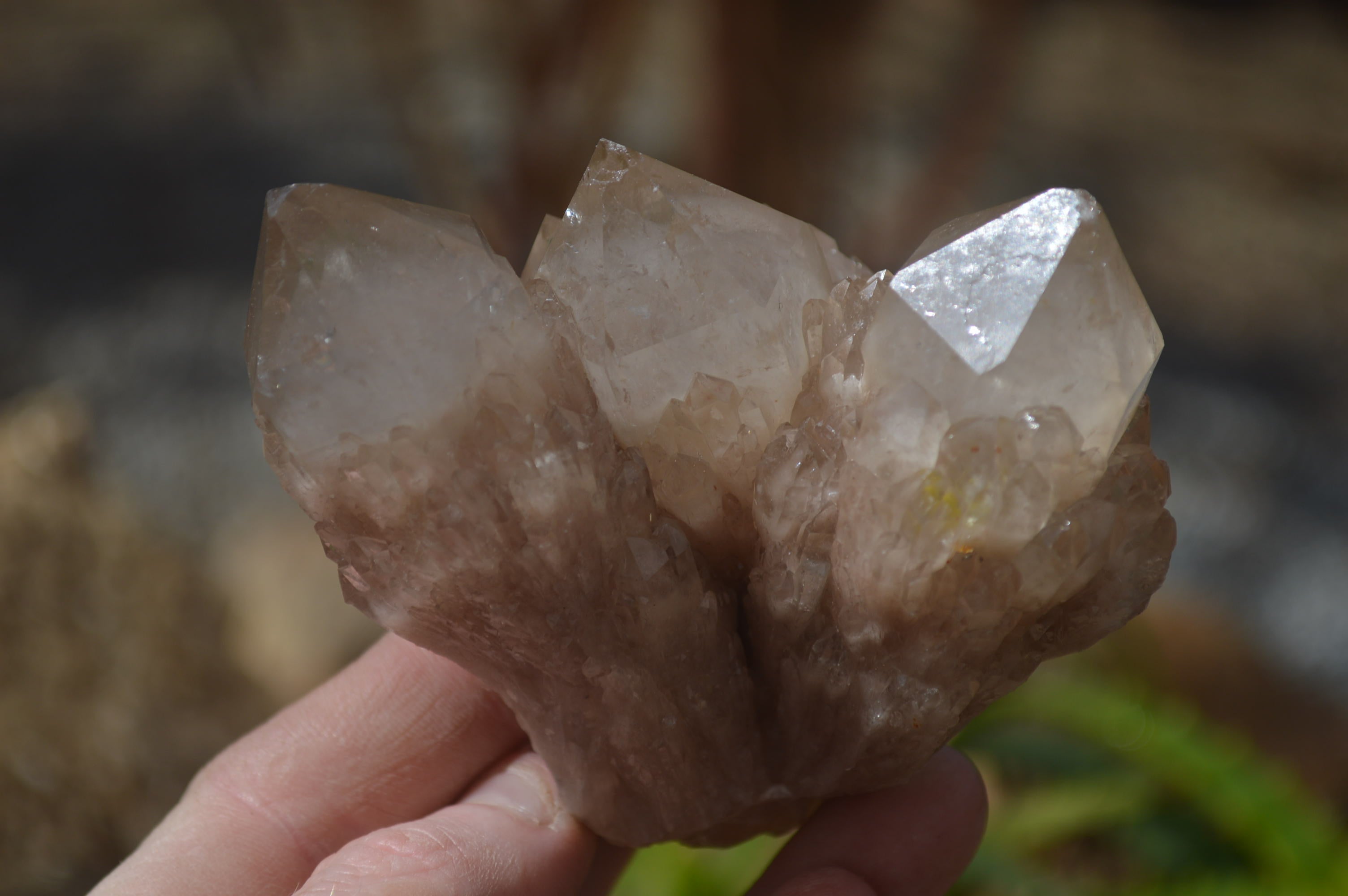Natural Cascading Smokey Quartz Clusters x 3 From Luena, Congo - Toprock Gemstones and Minerals 