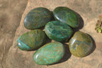 Polished Green Verdite Galet / Palm Stones x 6 From Zimbabwe - Toprock Gemstones and Minerals 