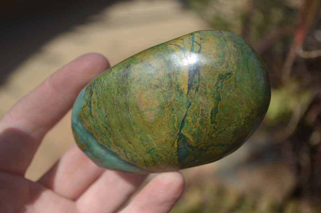 Polished Green Verdite Galet / Palm Stones x 6 From Zimbabwe - Toprock Gemstones and Minerals 