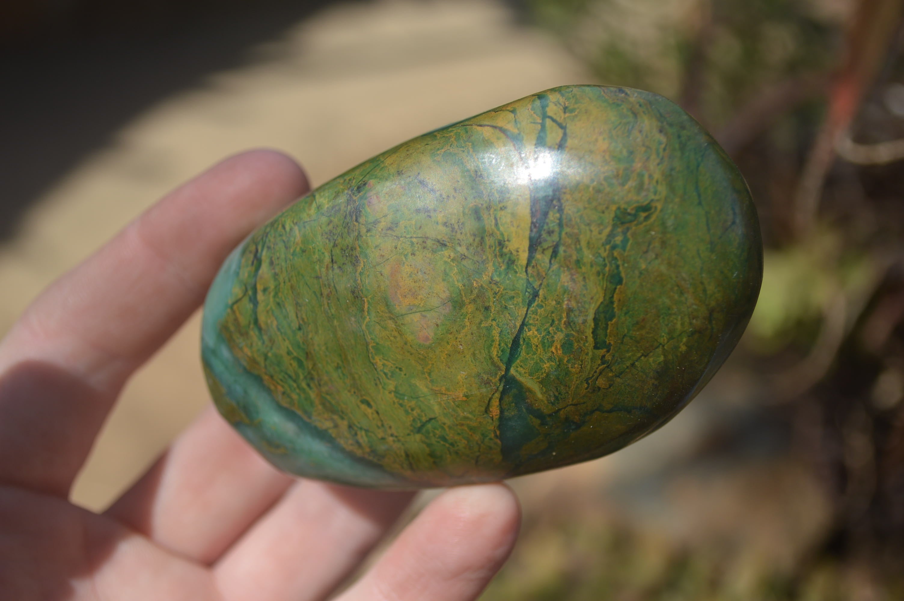 Polished Green Verdite Galet / Palm Stones x 6 From Zimbabwe - Toprock Gemstones and Minerals 