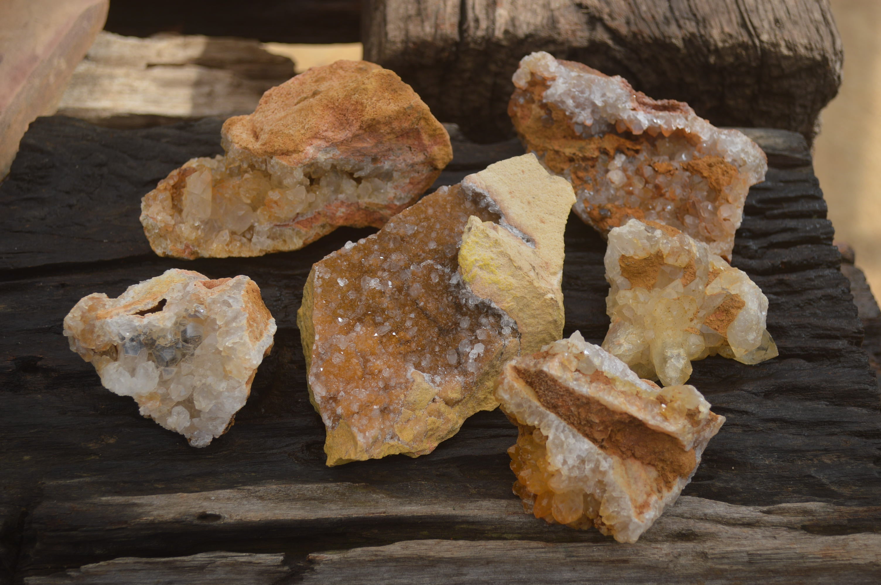 Natural Golden Limonite Quartz Clusters x 6 From Zambia - Toprock Gemstones and Minerals 