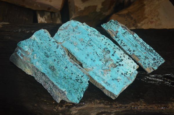Natural Drusy Chrysocolla Dolomite Specimens x 3 From Likasi, Congo - Toprock Gemstones and Minerals 