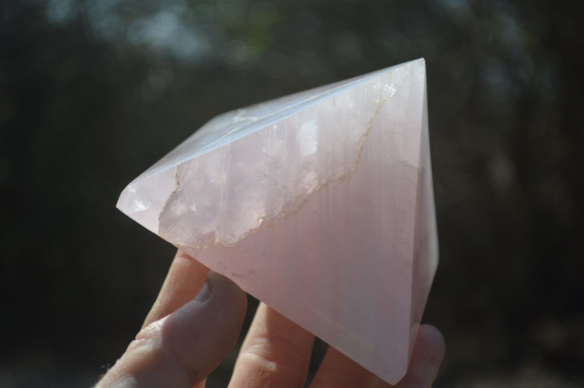Polished Rose Quartz Pyramids x 3 From Madagascar - Toprock Gemstones and Minerals 