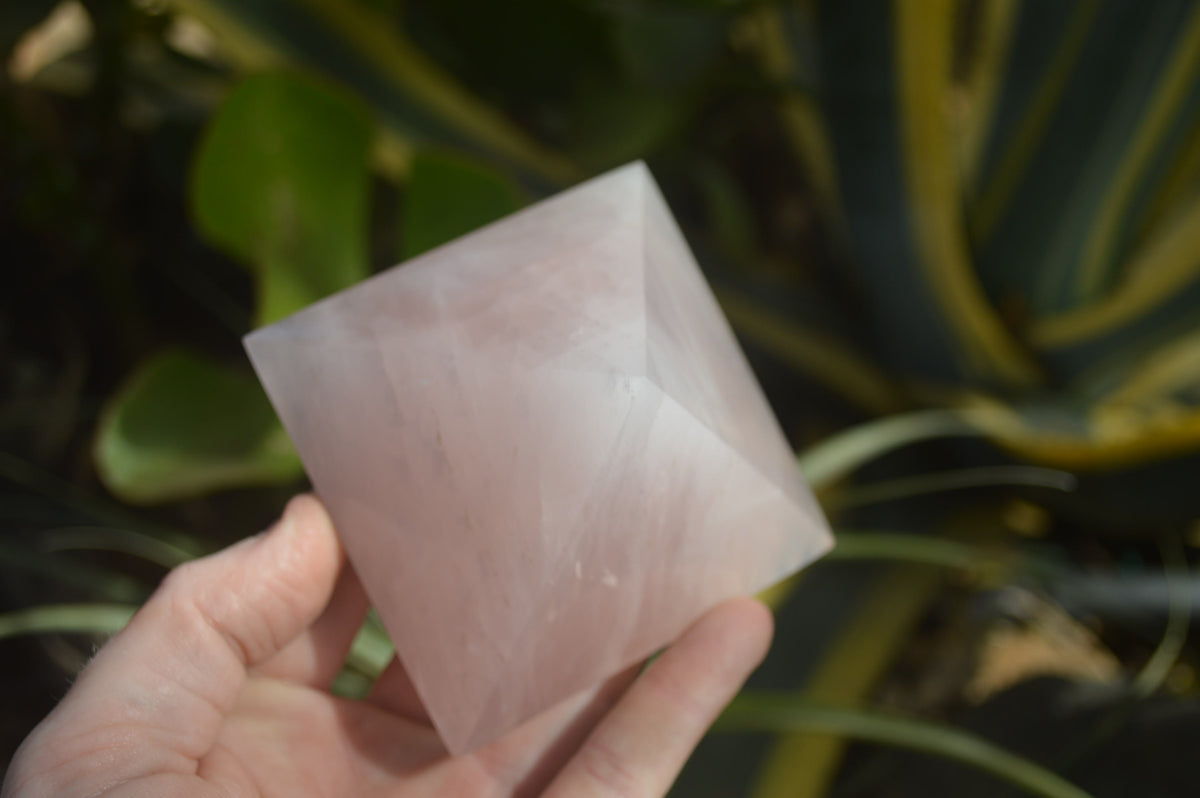 Polished Rose Quartz Pyramids x 3 From Madagascar - Toprock Gemstones and Minerals 