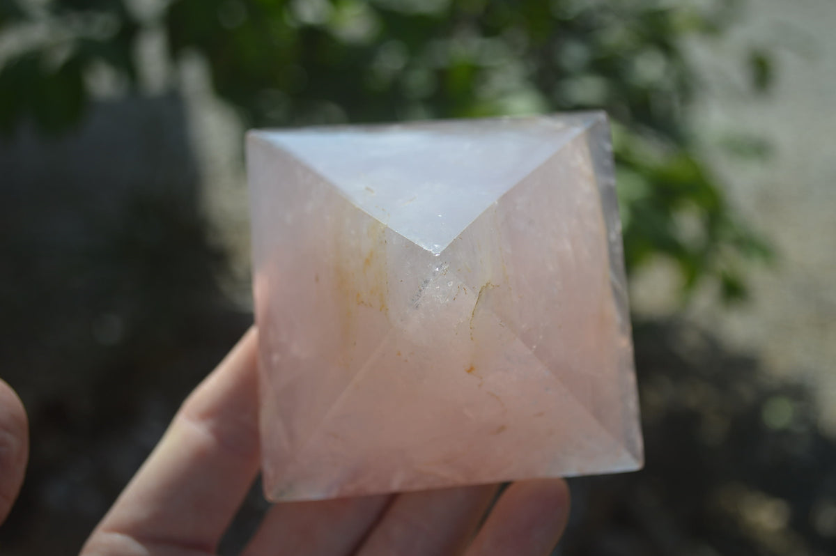 Polished Rose Quartz Pyramids x 3 From Madagascar - Toprock Gemstones and Minerals 
