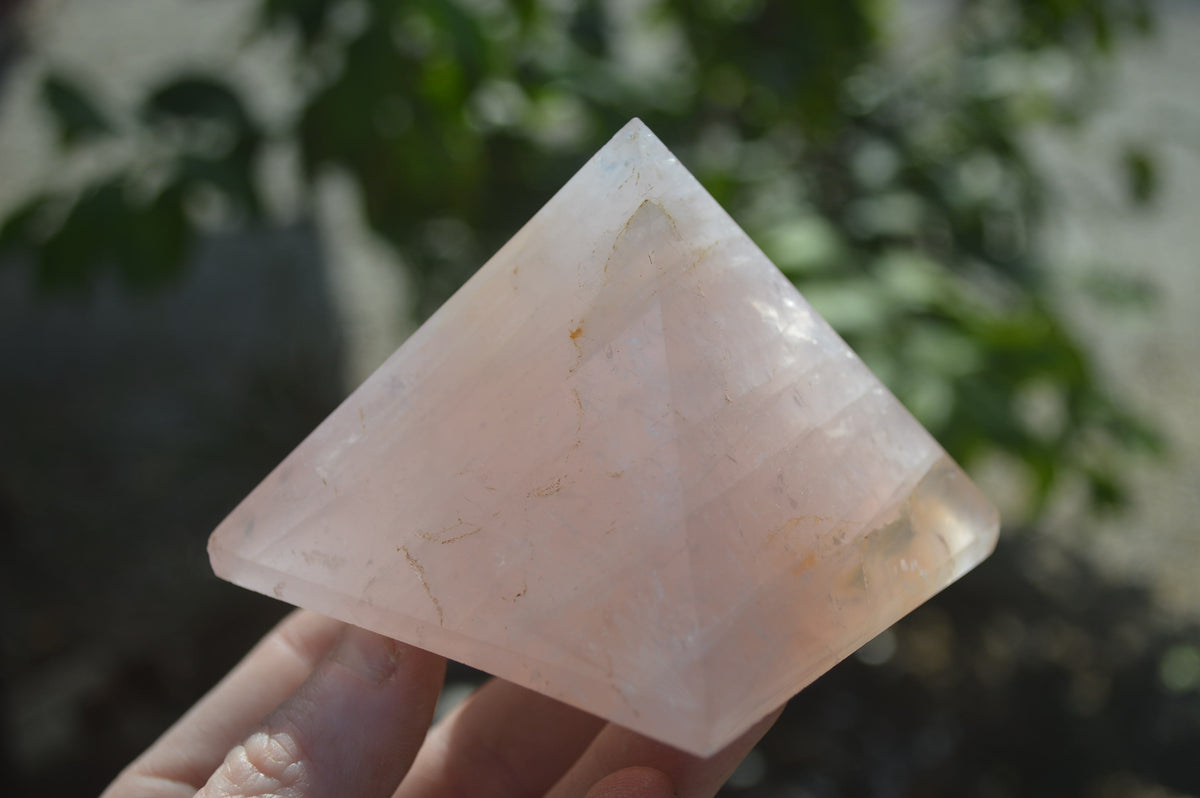 Polished Rose Quartz Pyramids x 3 From Madagascar - Toprock Gemstones and Minerals 