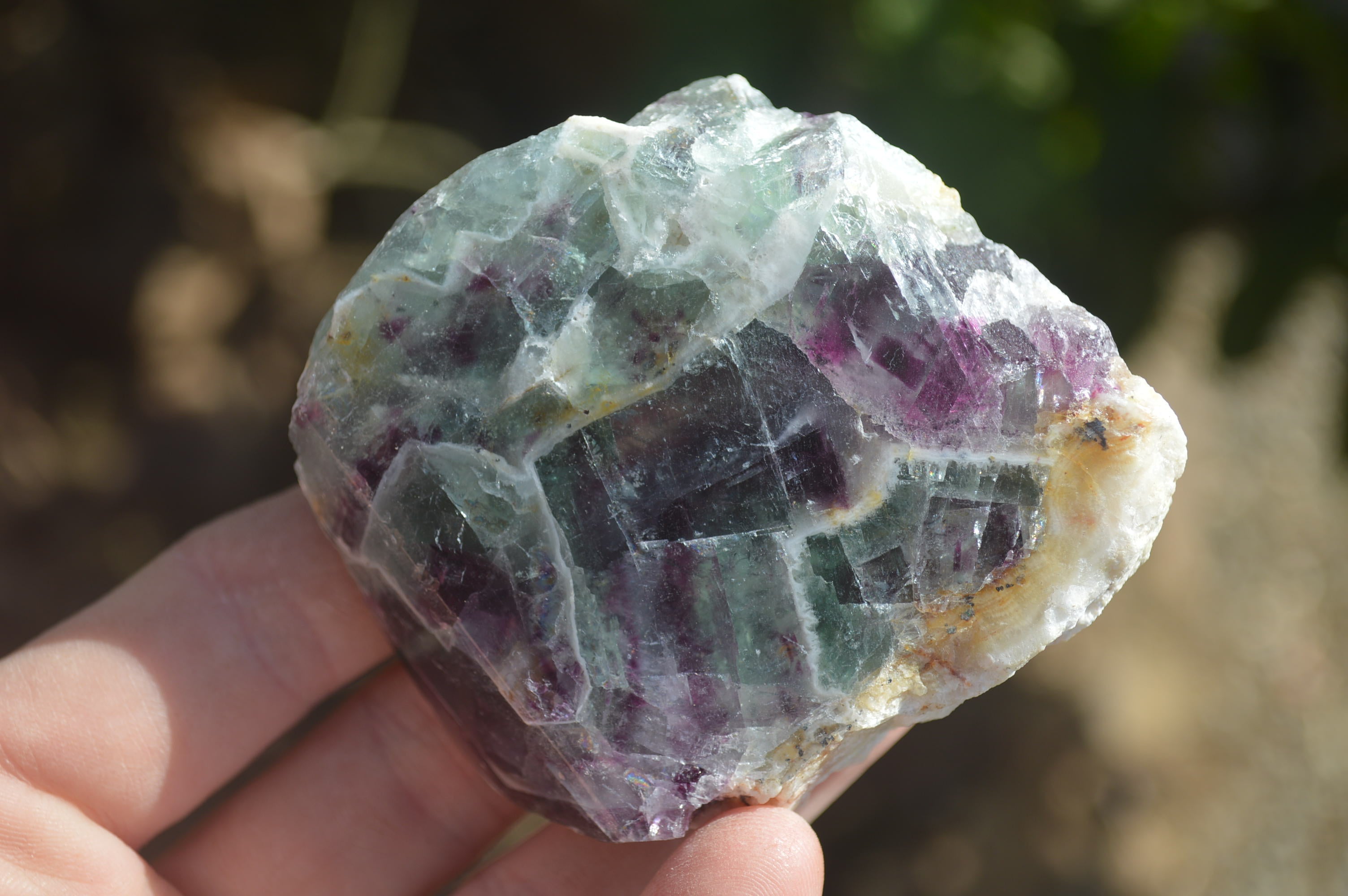 Polished One Side Polished Watermelon Fluorite Pieces  x 6 From Uis, Namibia - Toprock Gemstones and Minerals 