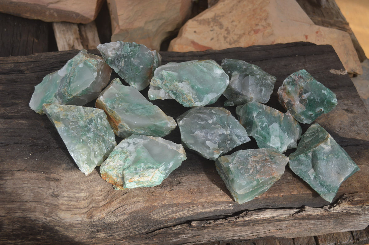 Natural Green Jade Cobbed Specimens x 12 From Swaziland - Toprock Gemstones and Minerals 