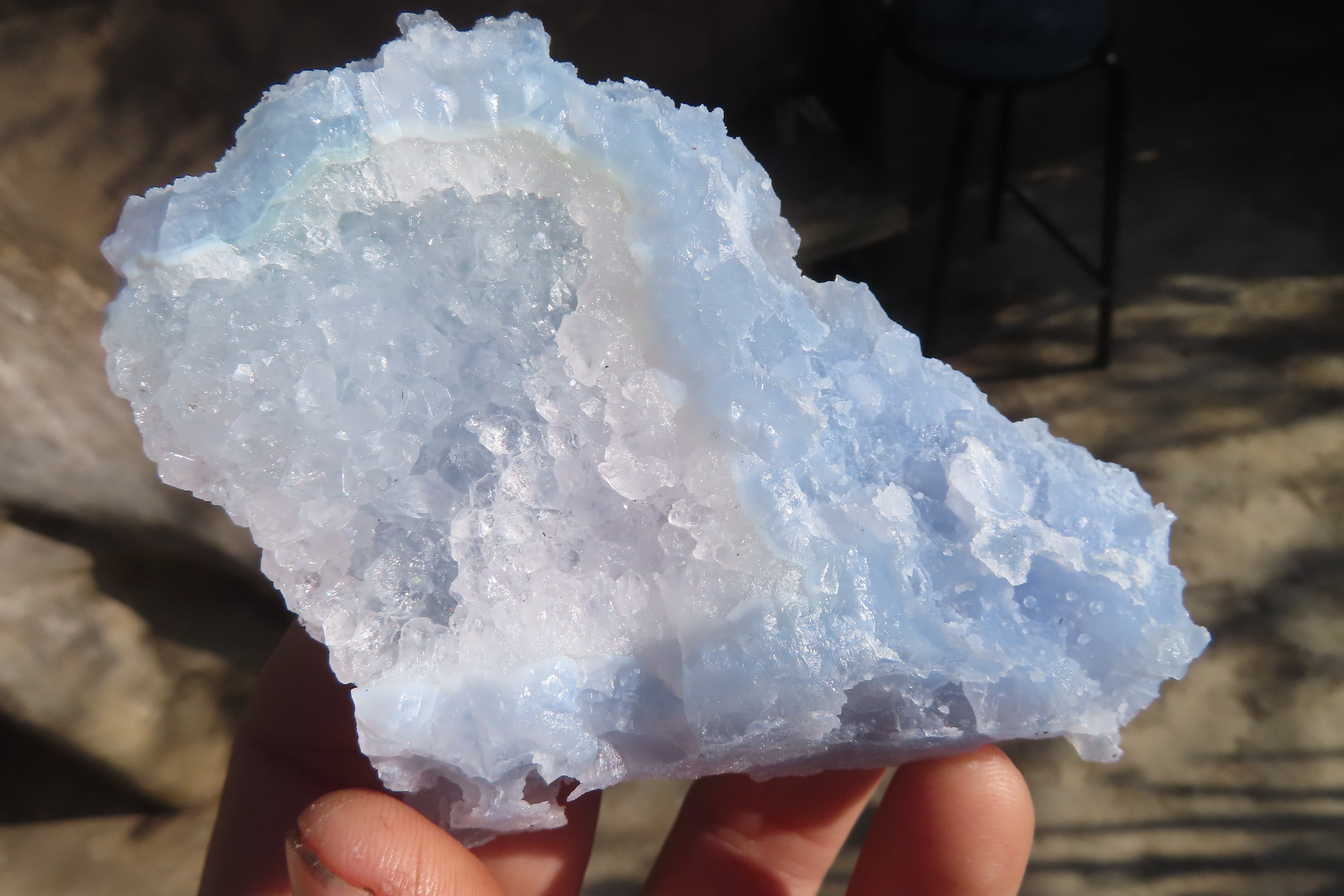 Natural Etched Blue Chalcedony Specimens x 6 From Nsanje, Malawi - Toprock Gemstones and Minerals 