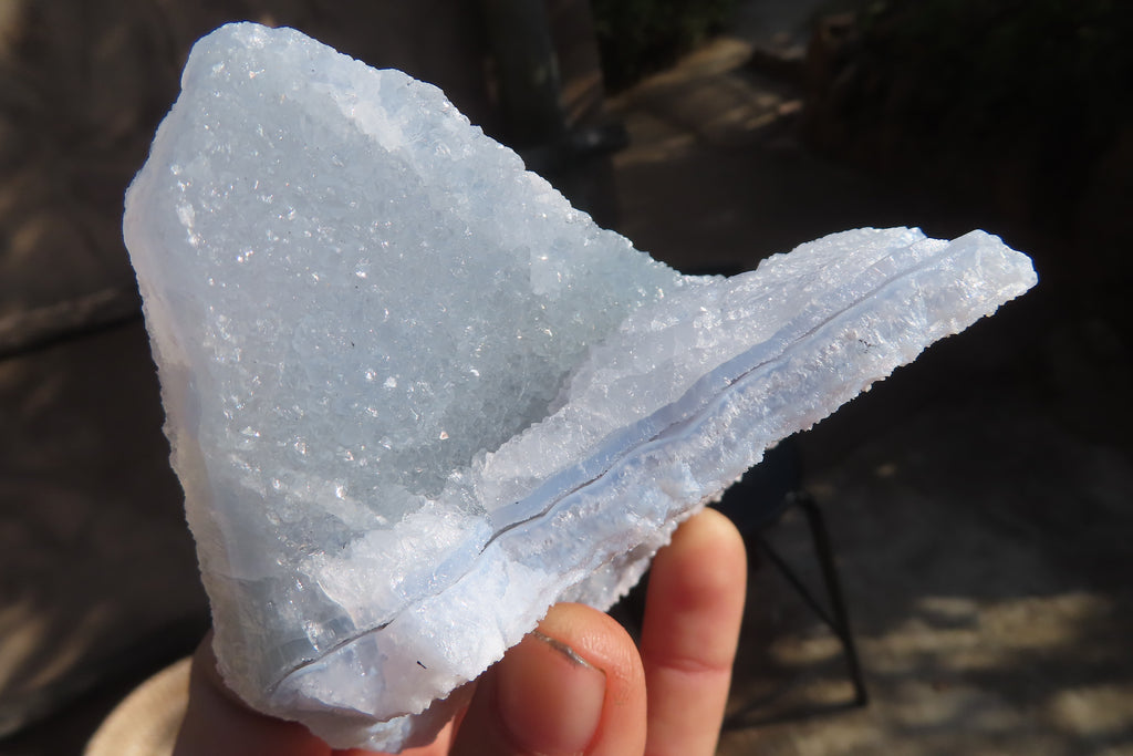 Natural Etched Blue Chalcedony Specimens x 6 From Nsanje, Malawi - Toprock Gemstones and Minerals 