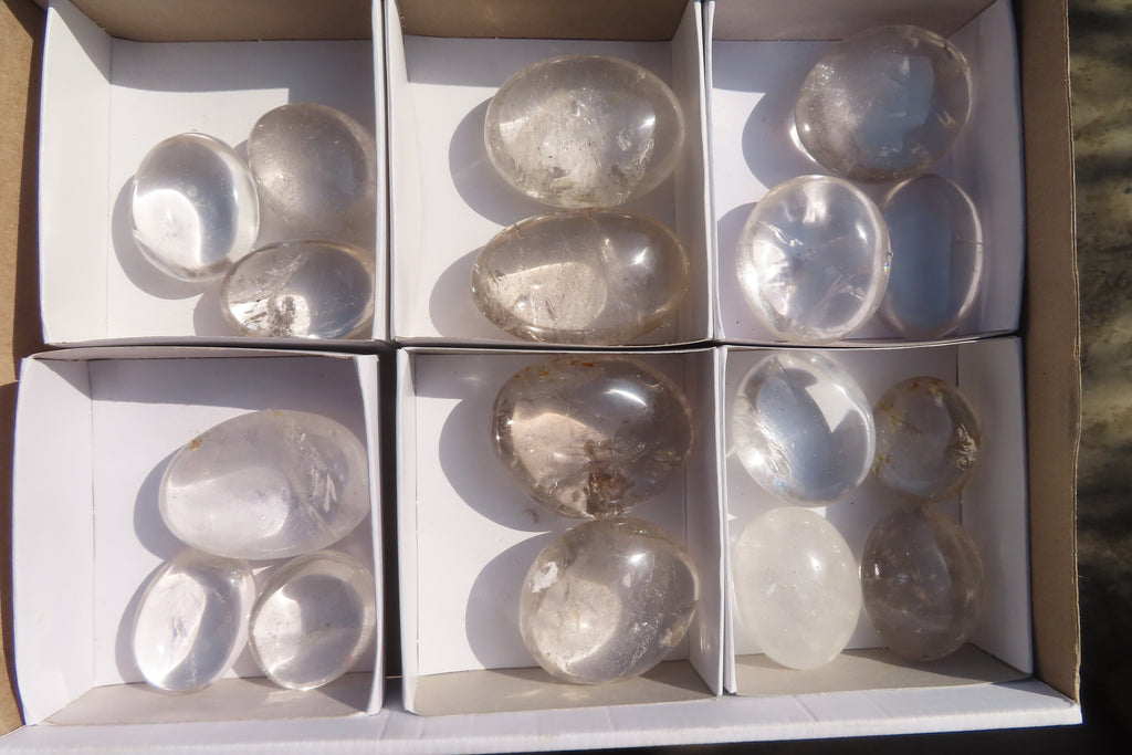 Polished Clear Quartz Galet / Palm Stones  x 17 From Madagascar - Toprock Gemstones and Minerals 