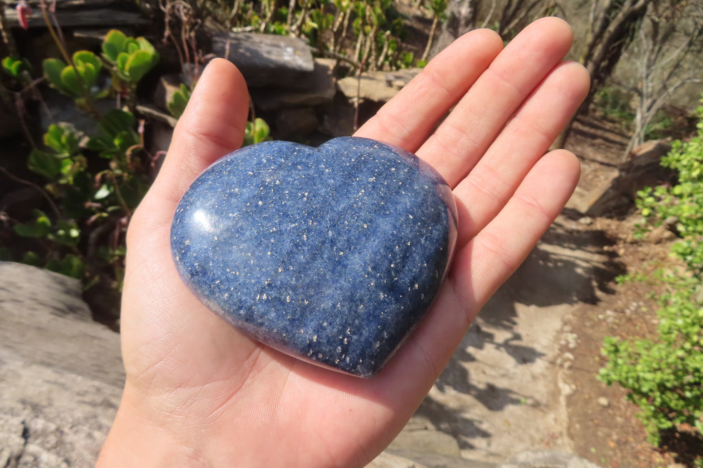 Polished Blue Lazulite Hearts  x 6 From Madagascar - Toprock Gemstones and Minerals 