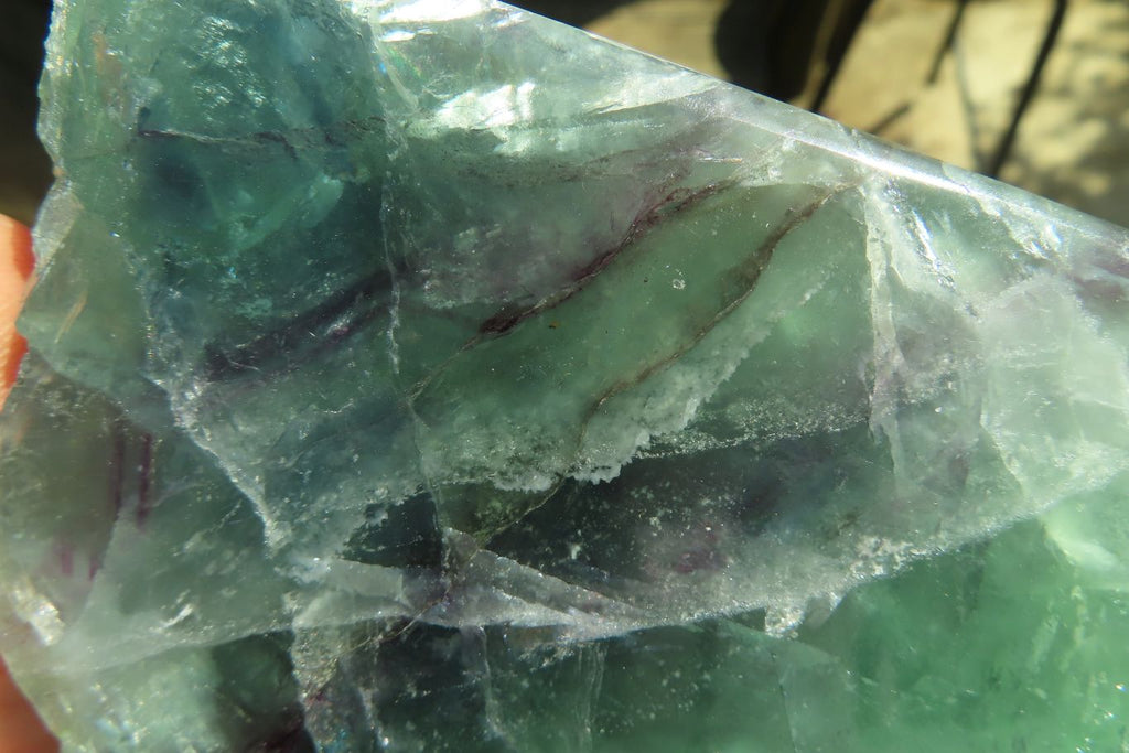 Polished One Side Polished Watermelon Fluorite Pieces  x 3 From Uis, Namibia - Toprock Gemstones and Minerals 