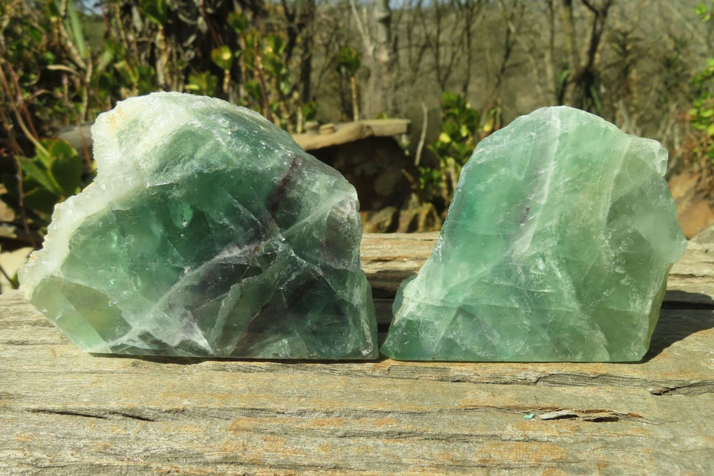 Polished One Side Polished Watermelon Fluorite Pieces  x 3 From Uis, Namibia - Toprock Gemstones and Minerals 