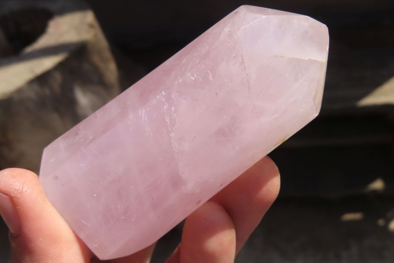 Polished Rose Quartz Points x 3 From Madagascar - Toprock Gemstones and Minerals 