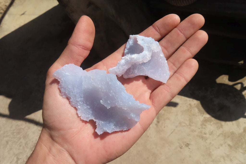 Natural Etched Blue Chalcedony Specimens x 12 From Nsanje, Malawi - Toprock Gemstones and Minerals 