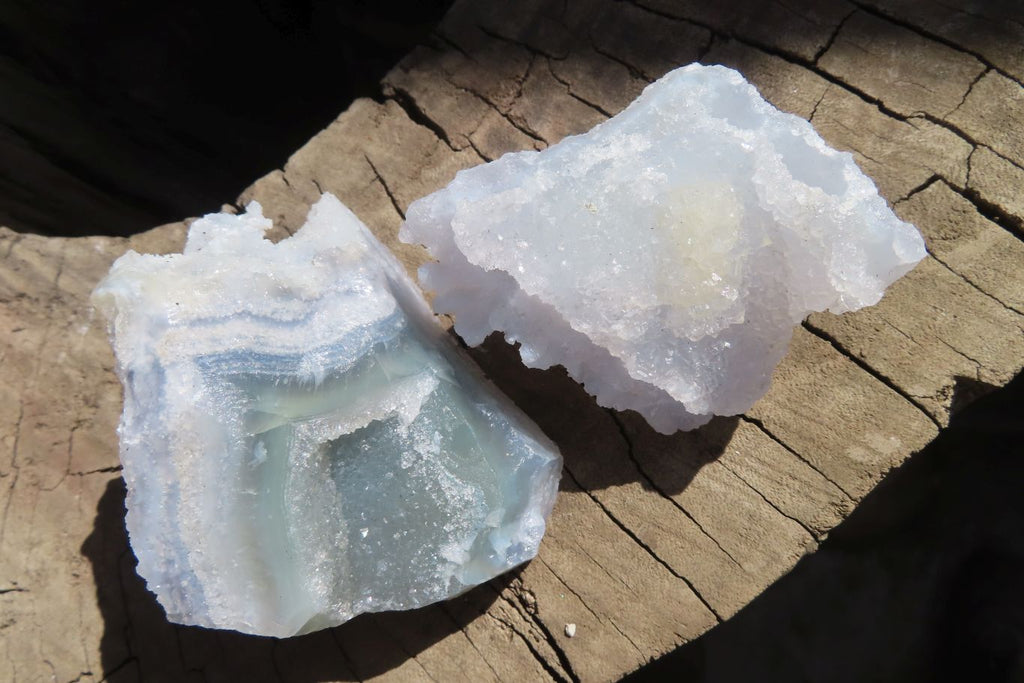 Natural Etched Blue Chalcedony Specimens x 12 From Nsanje, Malawi - Toprock Gemstones and Minerals 
