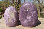 Polished Purple Lepidolite Standing Free Forms  x 3 From Zimbabwe - Toprock Gemstones and Minerals 