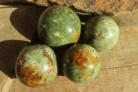 Polished Green Chrysoprase Spheres x 4 From Madagascar - Toprock Gemstones and Minerals 