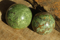 Polished Green Chrysoprase Spheres x 4 From Madagascar - Toprock Gemstones and Minerals 