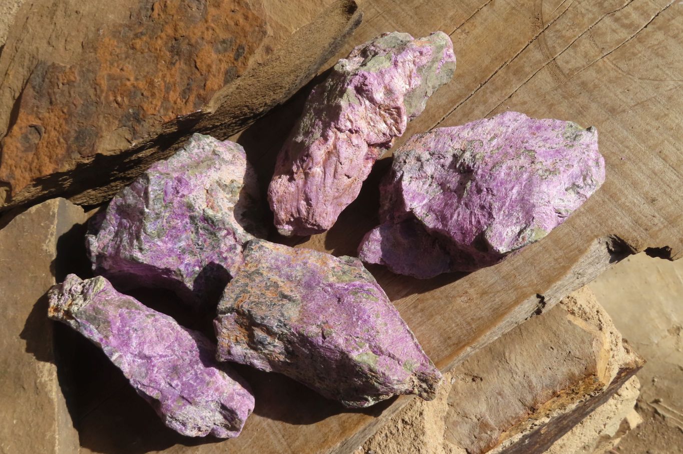 Natural Rough Stichtite & Serpentine Specimens x 5 From Barberton, South Africa - Toprock Gemstones and Minerals 