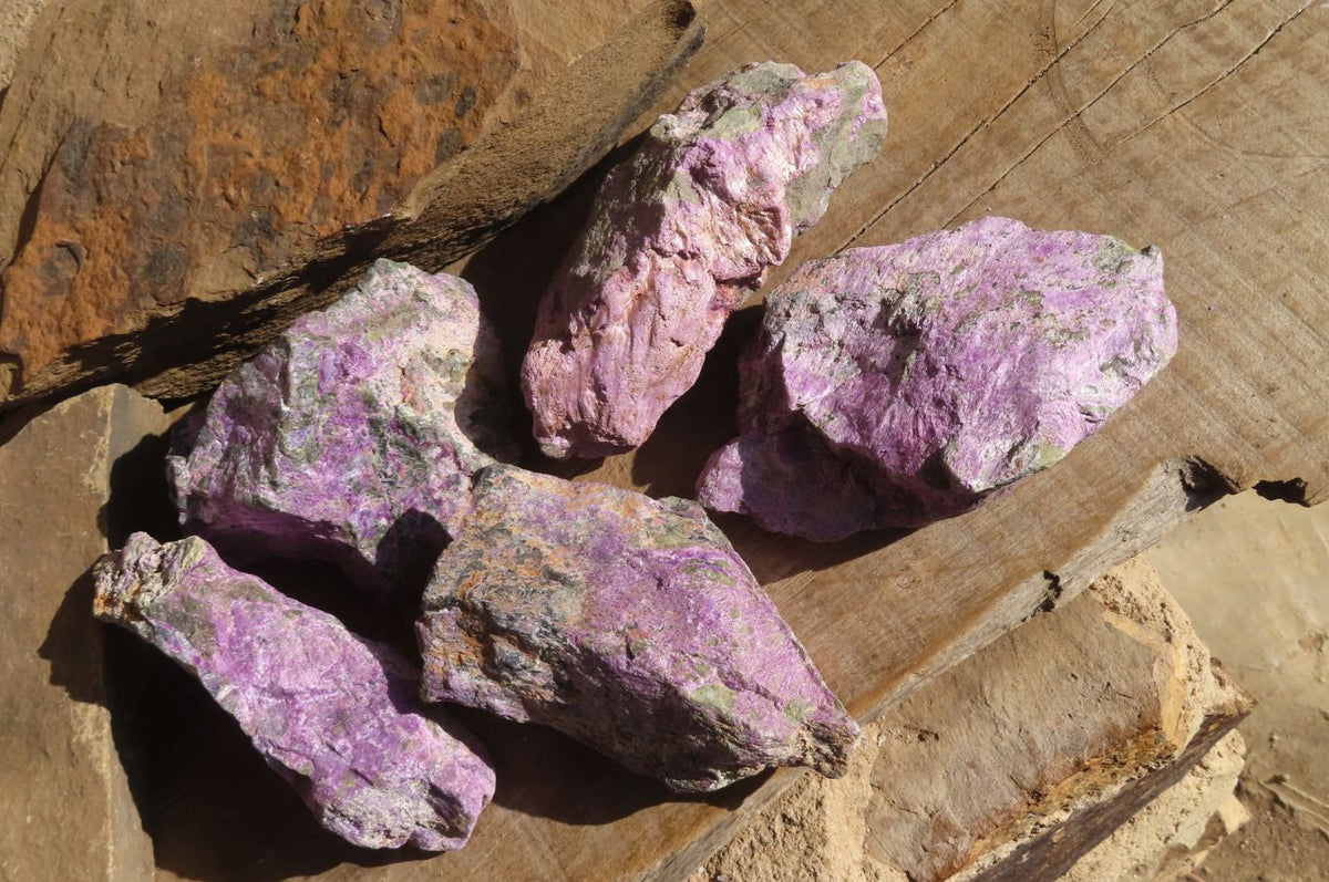Natural Rough Stichtite & Serpentine Specimens x 5 From Barberton, South Africa - Toprock Gemstones and Minerals 