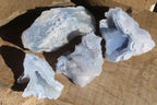 Natural Etched Blue Chalcedony Specimens x 4 From Nsanje, Malawi - Toprock Gemstones and Minerals 