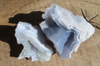 Natural Etched Blue Chalcedony Specimens x 4 From Nsanje, Malawi - Toprock Gemstones and Minerals 
