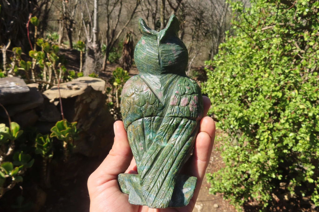 Polished Green Verdite Owl Carvings  x 2 From Zimbabwe - Toprock Gemstones and Minerals 
