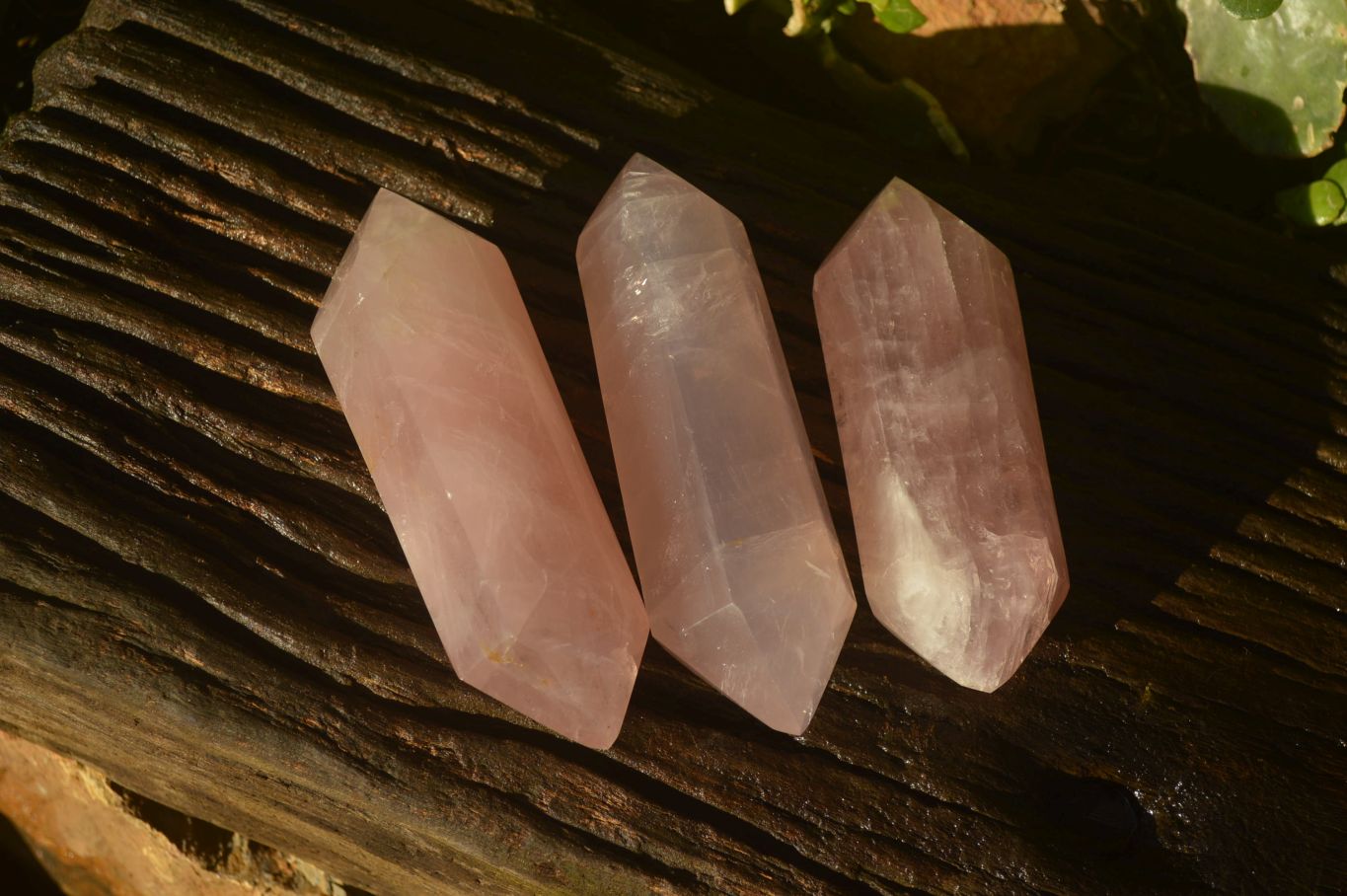 Polished Double Terminated Rose Quartz Points x 4 From Madagascar - Toprock Gemstones and Minerals 