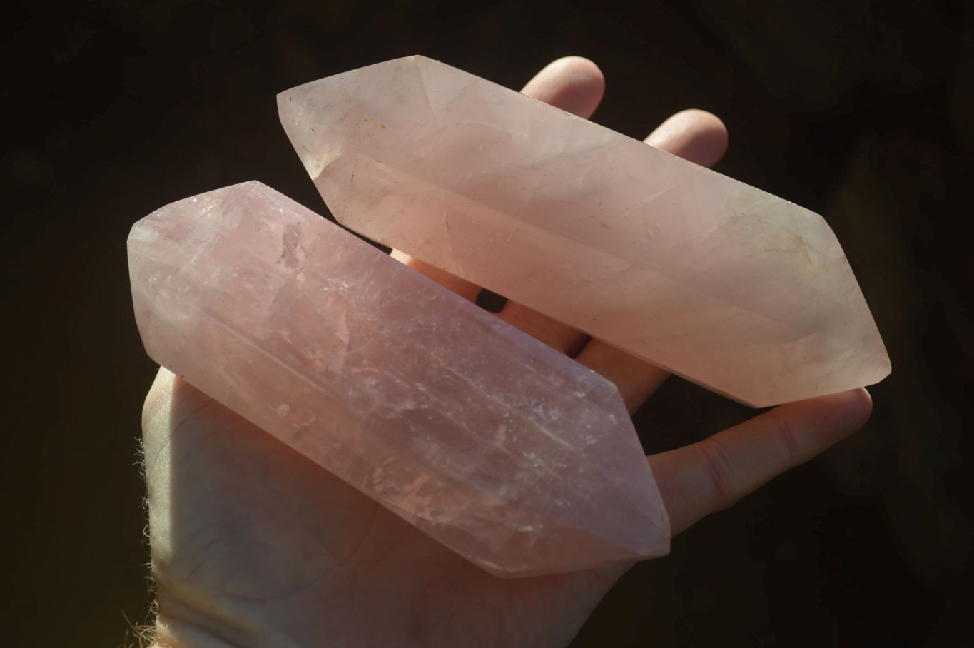 Polished Double Terminated Rose Quartz Points x 4 From Madagascar - Toprock Gemstones and Minerals 