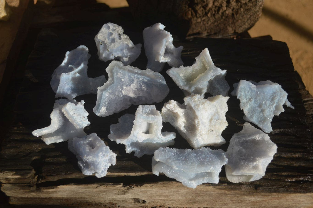Natural Etched Blue Chalcedony Specimens x 12 From Nsanje, Malawi - Toprock Gemstones and Minerals 
