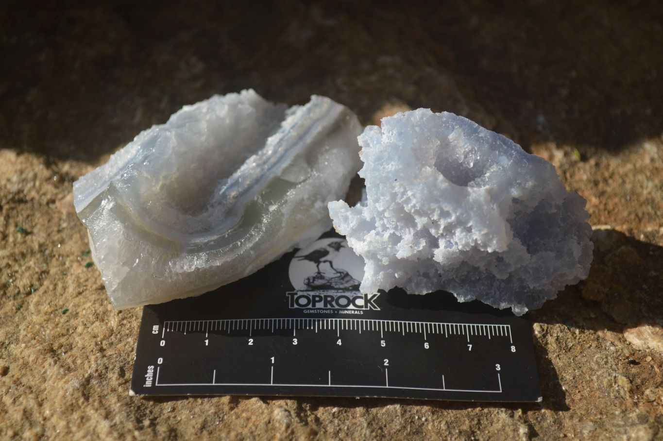Natural Etched Blue Chalcedony Specimens x 12 From Nsanje, Malawi - Toprock Gemstones and Minerals 