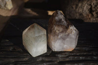 Polished Smokey Window Quartz Points x 2 From Ankazobe, Madagascar - Toprock Gemstones and Minerals 