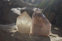 Polished Smokey Window Quartz Points x 2 From Ankazobe, Madagascar - Toprock Gemstones and Minerals 