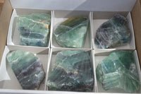 Polished One Side Polished Watermelon Fluorite Pieces  x 6 From Uis, Namibia - Toprock Gemstones and Minerals 