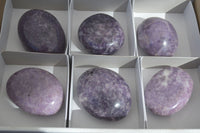 Polished Purple Lepidolite Palm Stones  x 6 From Zimbabwe