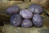 Polished Purple Lepidolite Palm Stones  x 6 From Zimbabwe