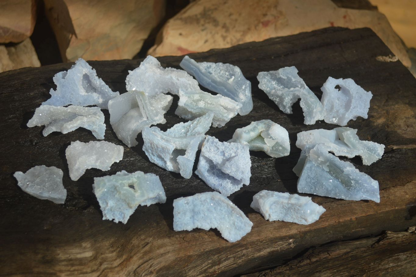 Natural Etched Blue Chalcedony Specimens  x 35 From Nsanje, Malawi - Toprock Gemstones and Minerals 
