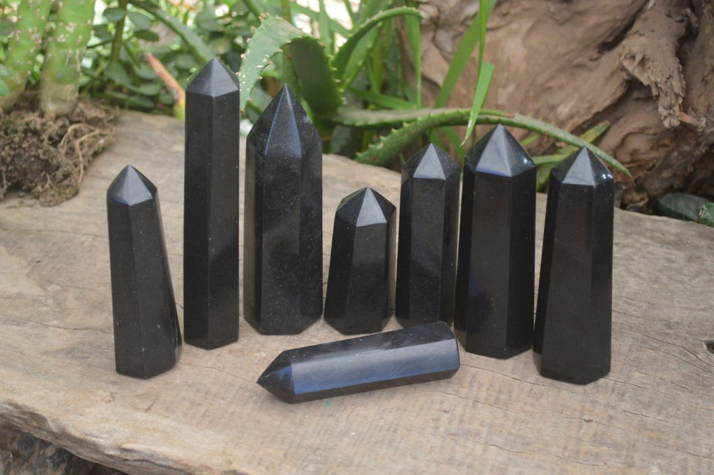 Polished Black Basalt Points  x 8 From Madagascar - Toprock Gemstones and Minerals 