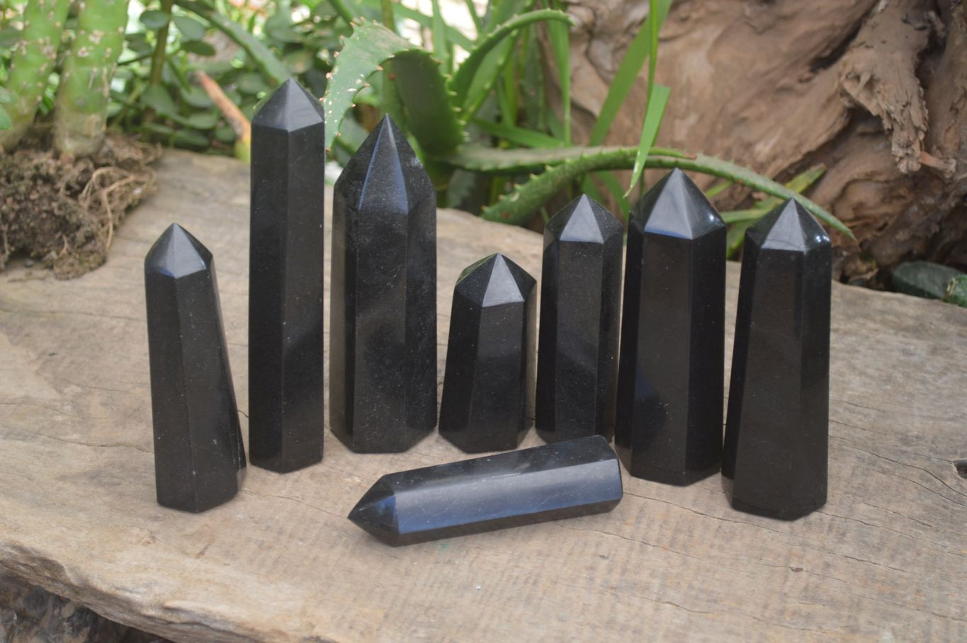 Polished Black Basalt Points  x 8 From Madagascar - Toprock Gemstones and Minerals 
