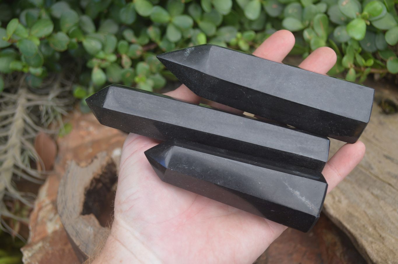 Polished Black Basalt Points  x 8 From Madagascar - Toprock Gemstones and Minerals 