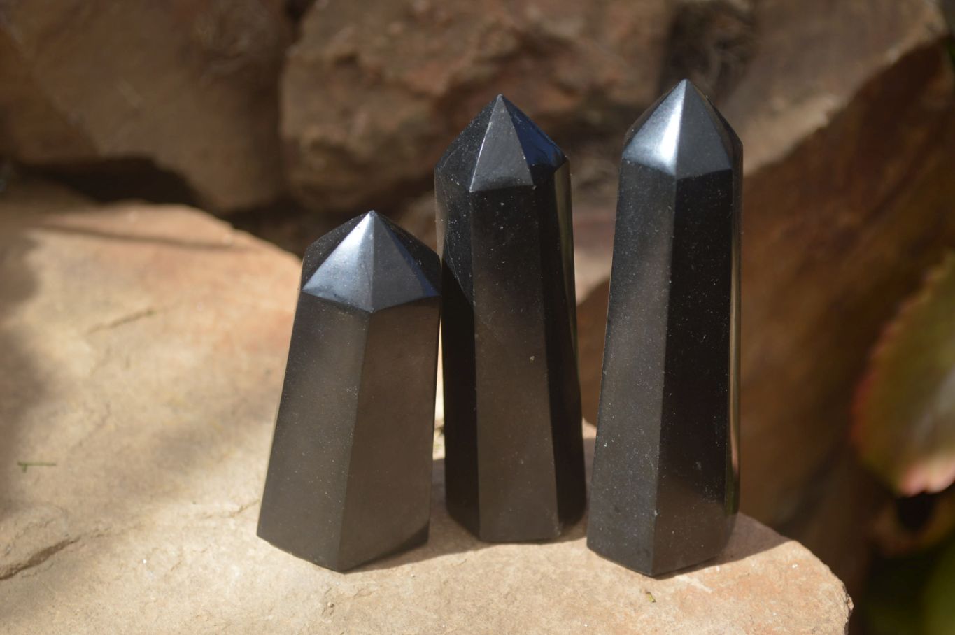 Polished Black Basalt Points  x 8 From Madagascar - Toprock Gemstones and Minerals 