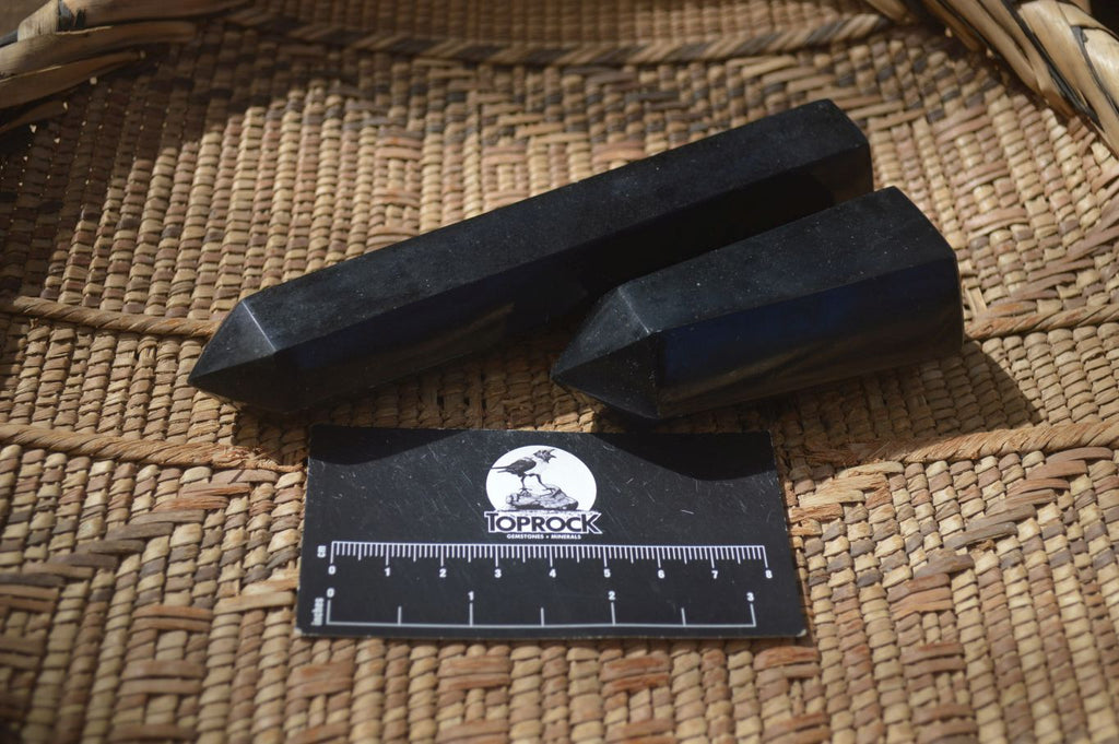 Polished Black Basalt Points  x 8 From Madagascar - Toprock Gemstones and Minerals 