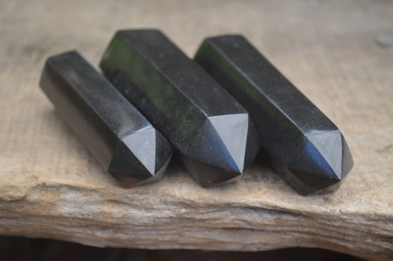 Polished Black Basalt Points  x 8 From Madagascar - Toprock Gemstones and Minerals 
