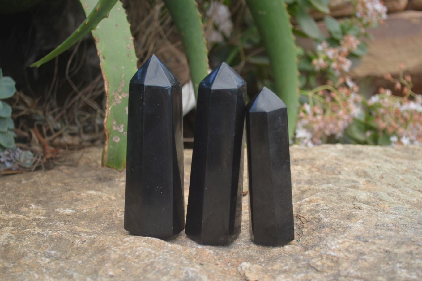 Polished Black Basalt Points  x 8 From Madagascar - Toprock Gemstones and Minerals 